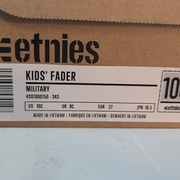 Etnies Kids' Fader Military Skate Shoes Boys US 10C Youth Black/Gum - Picture 6 of 8